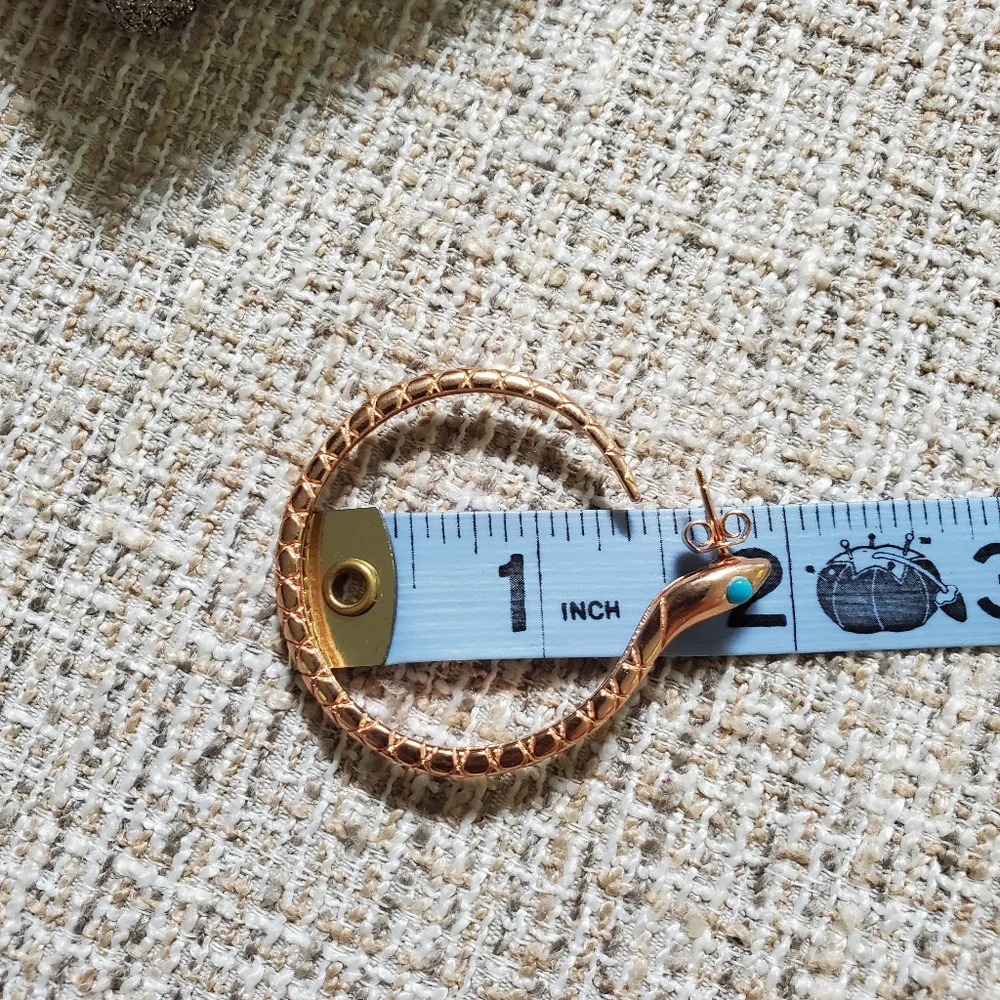 Sterling Rose Gold Plated Snake Hoop Earrings - Picture 7 of 7